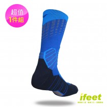 【老船長】(9817)全方位足弓壓力運動襪籃球襪-1雙入藍色(24-26cm)